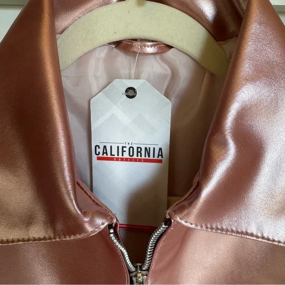Have It all Taylor Tomlinson Pink Leather Flames Jacket By The California Outfit - Picture 7 of 10